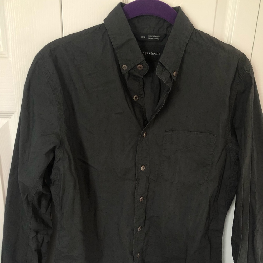 Wings + Horns Grey Dot Button Up Shirt